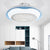 White/Pink/Blue Circle Ceiling Fan Lighting Modernism LED Metal Semi Flush Lamp, 20.5" W Blue Clearhalo 'Ceiling Fans with Lights' 'Ceiling Fans' 'Modern Ceiling Fans' 'Modern' Lighting' 1273305