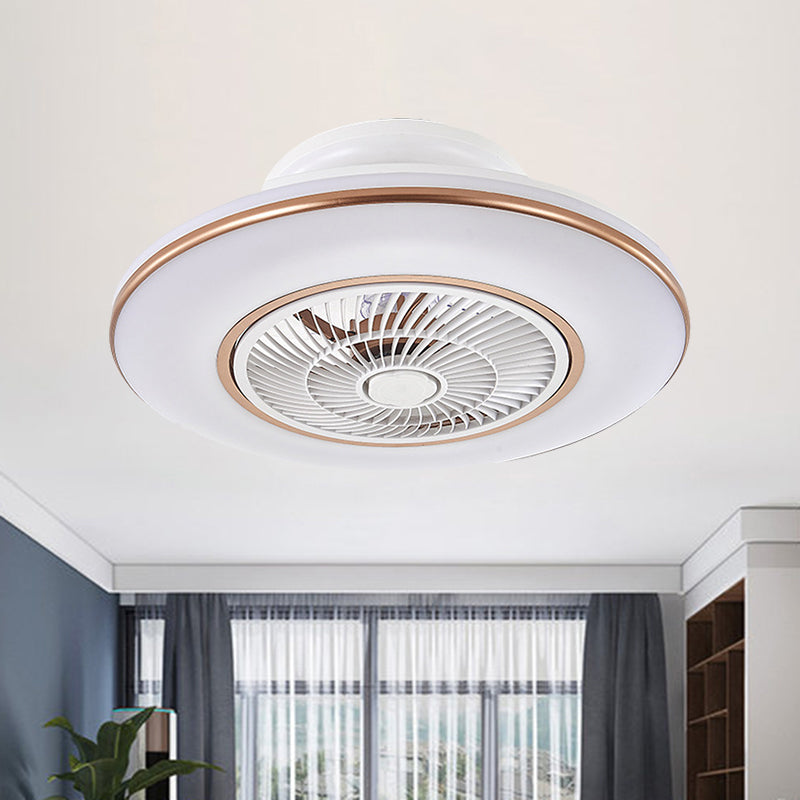 Blue/Gold Round Pendulum Fan Lamp Fixture Modernism LED Acrylic Semi Mount Lighting, 23" Width Clearhalo 'Ceiling Fans with Lights' 'Ceiling Fans' 'Modern Ceiling Fans' 'Modern' Lighting' 1273334