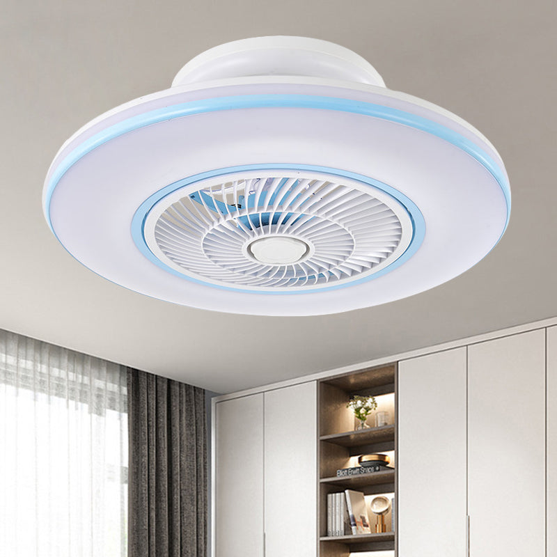 Blue/Gold Round Pendulum Fan Lamp Fixture Modernism LED Acrylic Semi Mount Lighting, 23" Width Clearhalo 'Ceiling Fans with Lights' 'Ceiling Fans' 'Modern Ceiling Fans' 'Modern' Lighting' 1273339