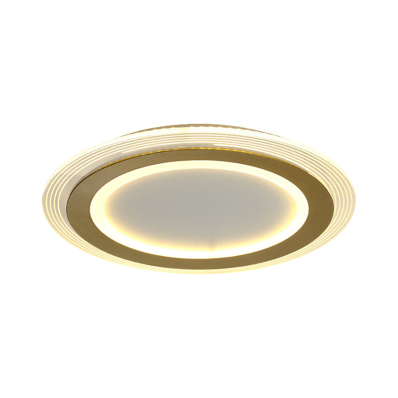 Metallic Square/Round Flushmount Lamp Modernism LED Gold Flush Mount Light, 16"/19.5" Wide - Clearhalo - 'Ceiling Lights' - 'Close To Ceiling Lights' - 'Close to ceiling' - 'Flush mount' - Lighting' - 1273399