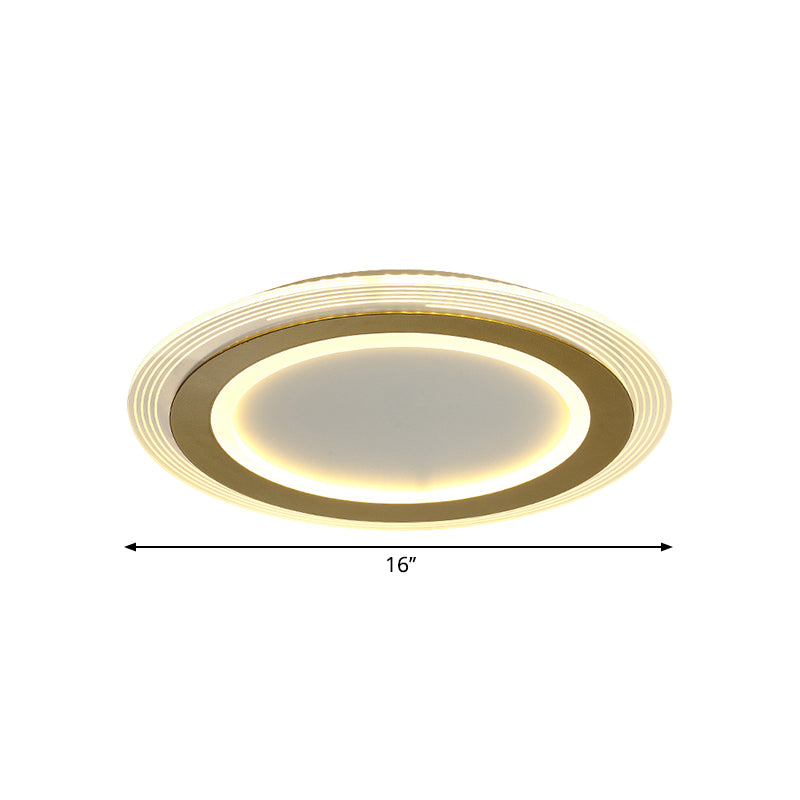 Metallic Square/Round Flushmount Lamp Modernism LED Gold Flush Mount Light, 16"/19.5" Wide - Clearhalo - 'Ceiling Lights' - 'Close To Ceiling Lights' - 'Close to ceiling' - 'Flush mount' - Lighting' - 1273400