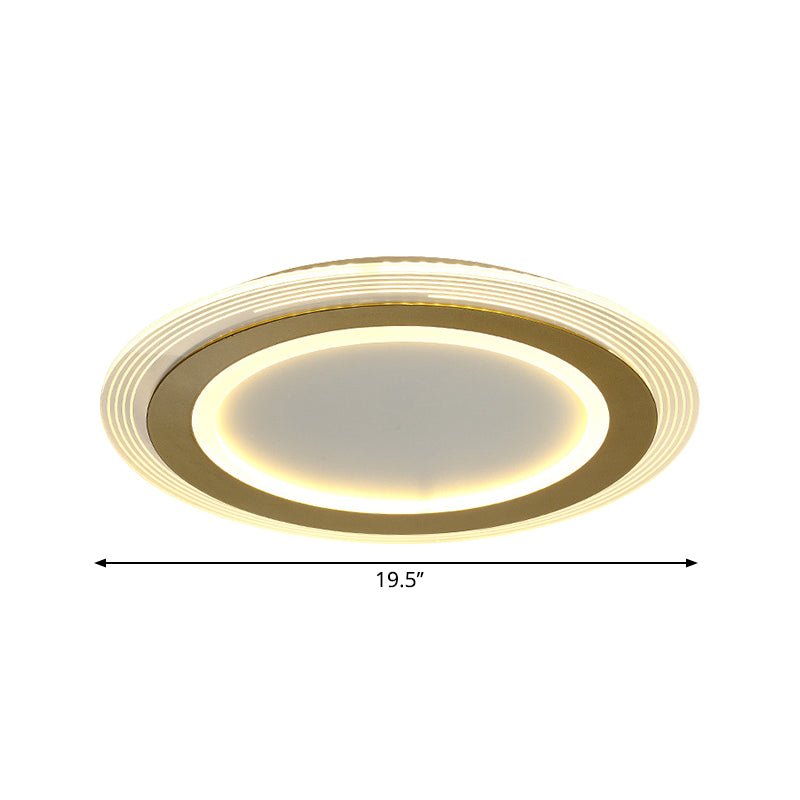 Metallic Square/Round Flushmount Lamp Modernism LED Gold Flush Mount Light, 16"/19.5" Wide - Clearhalo - 'Ceiling Lights' - 'Close To Ceiling Lights' - 'Close to ceiling' - 'Flush mount' - Lighting' - 1273401