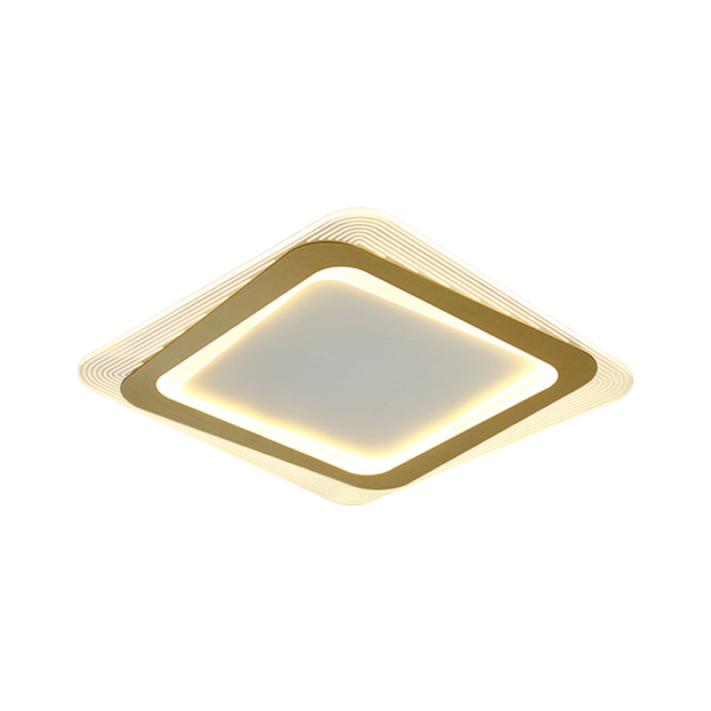 Metallic Square/Round Flushmount Lamp Modernism LED Gold Flush Mount Light, 16"/19.5" Wide - Clearhalo - 'Ceiling Lights' - 'Close To Ceiling Lights' - 'Close to ceiling' - 'Flush mount' - Lighting' - 1273405