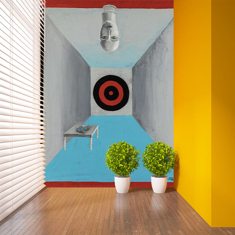 Blue-Grey Surrealism Mural Wallpaper Full-Size La Salle Darmes Painting Wall Art for Living Room Clearhalo 'Wall Decor' 'Wall Mural' 1273446