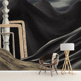 Black-Grey Mountains Wallpaper Murals Water Resistant Surrealistic Hallway Wall Art