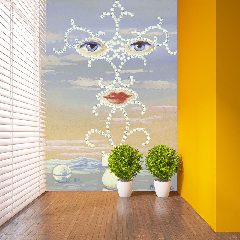 Full-Size Surreal Wall Paper Murals Pastel Color Rene Magritte Sheherazade Painting Wall Decor, Custom Print Clearhalo 'Wall Decor' 'Wall Mural' 1273682
