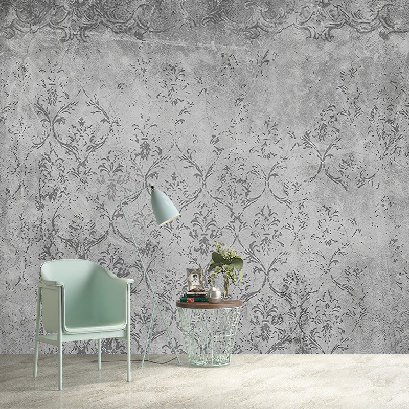 Rural Floral Print Murals Wallpaper Dark Color Living Room Wall Decor, Made to Measure Clearhalo 'Wall Decor' 'Wall Mural' 1273820