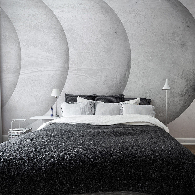 Photography Moon Eclipse Wall Murals Large Size Wall Covering for Bedroom Decoration Gray-White Clearhalo 'Wall Decor' 'Wall Mural' 1273837