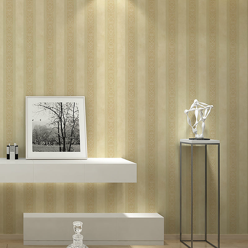 Jacquard Stripe Wallpaper Roll Vintage Embroidered Wall Covering in Pastel Color Yellow Clearhalo 'Vintage wall decor' 'Vintage' 'Wallpaper' Wall Decor' 1273867