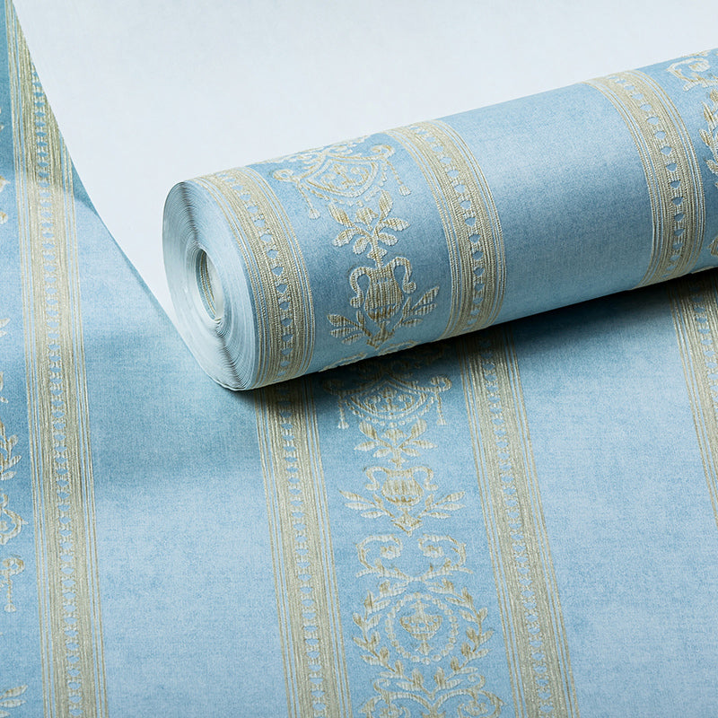 Jacquard Stripe Wallpaper Roll Vintage Embroidered Wall Covering in Pastel Color Clearhalo 'Vintage wall decor' 'Vintage' 'Wallpaper' Wall Decor' 1273876