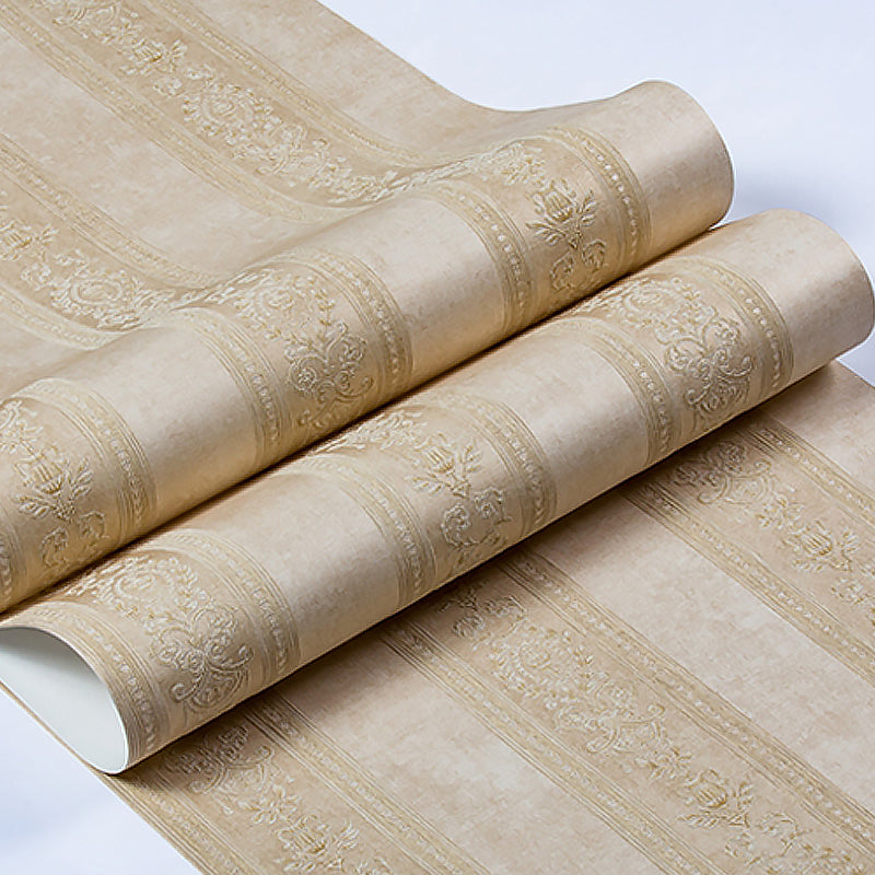 Jacquard Stripe Wallpaper Roll Vintage Embroidered Wall Covering in Pastel Color Beige Clearhalo 'Vintage wall decor' 'Vintage' 'Wallpaper' Wall Decor' 1273878