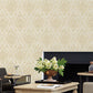 Soft Color Medallion Wallpaper Damask Nostalgic Stain-Resistant Wall Art for Living Room Beige Clearhalo 'Vintage wall decor' 'Vintage' 'Wallpaper' Wall Decor' 1273917