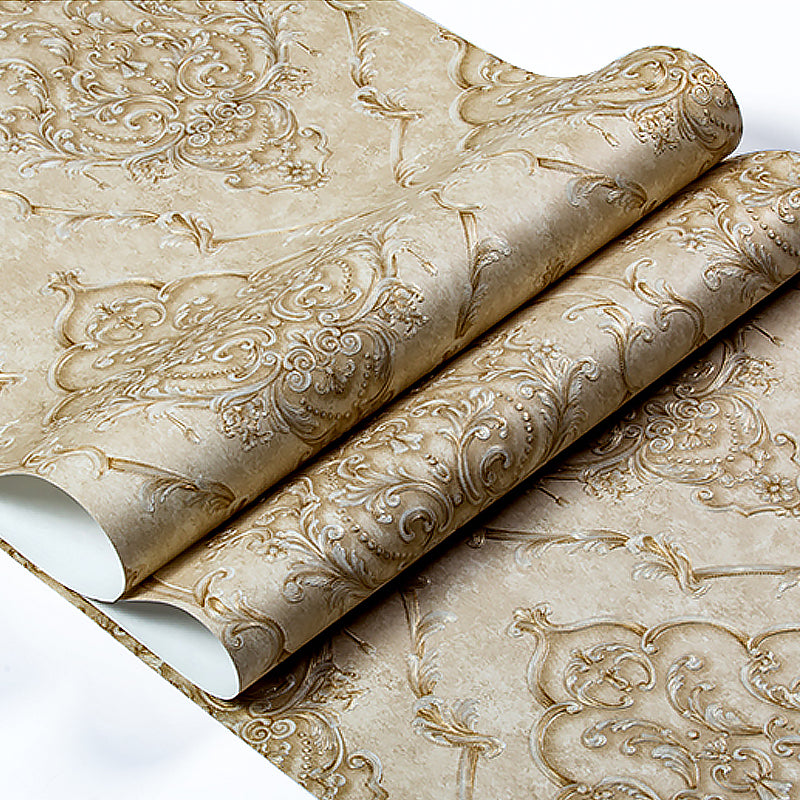 Soft Color Medallion Wallpaper Damask Nostalgic Stain-Resistant Wall Art for Living Room Clearhalo 'Vintage wall decor' 'Vintage' 'Wallpaper' Wall Decor' 1273926