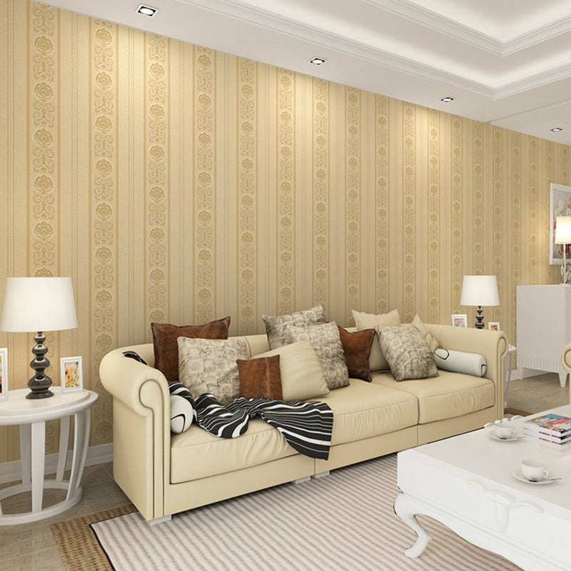 Retro Jacquard Wallpaper Roll for Dining Room 33' x 20.5" Wall Art in Pastel Color Beige Clearhalo 'Vintage wall decor' 'Vintage' 'Wallpaper' Wall Decor' 1273968