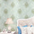 Damask Flower Wallpaper Roll Vintage 3D Embossed Wall Covering in Pastel Color, Unpasted Green Clearhalo 'Vintage wall decor' 'Vintage' 'Wallpaper' Wall Decor' 1274166