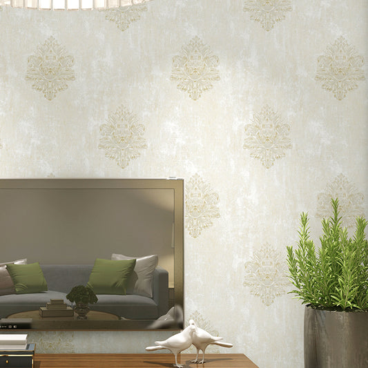Damask Flower Wallpaper Roll Vintage 3D Embossed Wall Covering in Pastel Color, Unpasted Light Yellow Clearhalo 'Vintage wall decor' 'Vintage' 'Wallpaper' Wall Decor' 1274170