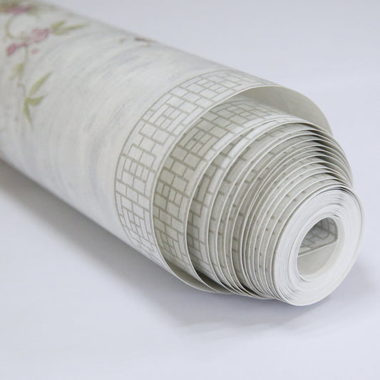 Soft Color Floweret Wallpaper Roll Water-Proof Rustic Style Living Room Wall Art