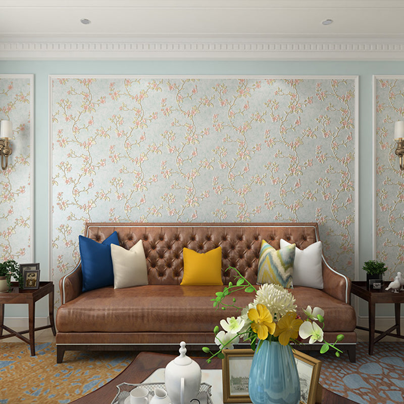 Cottage Blooming Apricot Wallpaper Light-Pink Bedroom Wall Decor, 33' L x 20.5" W Clearhalo 'Country wall decor' 'Rustic' 'Wallpaper' Wall Decor' 1274246