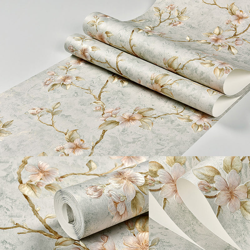 Cottage Blooming Apricot Wallpaper Light-Pink Bedroom Wall Decor, 33' L x 20.5" W Clearhalo 'Country wall decor' 'Rustic' 'Wallpaper' Wall Decor' 1274247