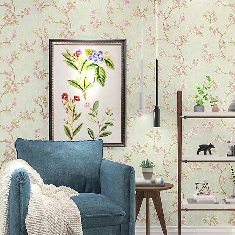 Cottage Blooming Apricot Wallpaper Light-Pink Bedroom Wall Decor, 33' L x 20.5" W Clearhalo 'Country wall decor' 'Rustic' 'Wallpaper' Wall Decor' 1274250