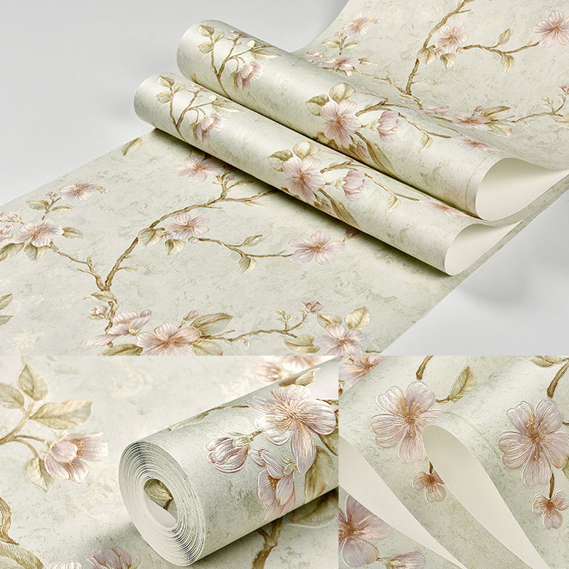 Cottage Blooming Apricot Wallpaper Light-Pink Bedroom Wall Decor, 33' L x 20.5" W Clearhalo 'Country wall decor' 'Rustic' 'Wallpaper' Wall Decor' 1274251