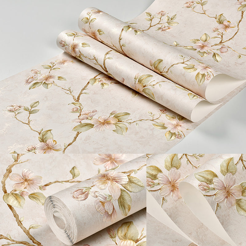 Cottage Blooming Apricot Wallpaper Light-Pink Bedroom Wall Decor, 33' L x 20.5" W Clearhalo 'Country wall decor' 'Rustic' 'Wallpaper' Wall Decor' 1274254