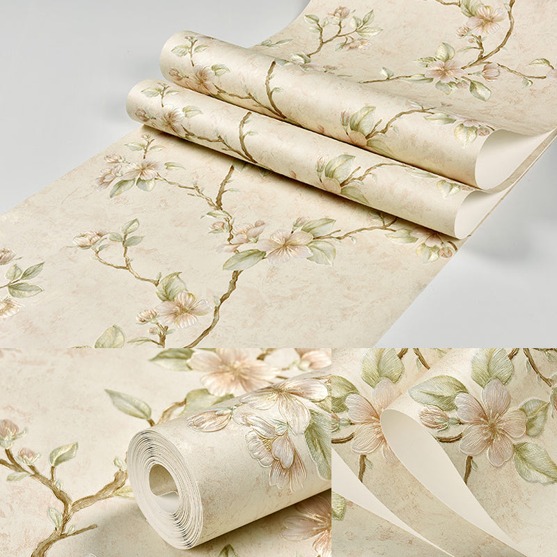 Cottage Blooming Apricot Wallpaper Light-Pink Bedroom Wall Decor, 33' L x 20.5" W Clearhalo 'Country wall decor' 'Rustic' 'Wallpaper' Wall Decor' 1274257