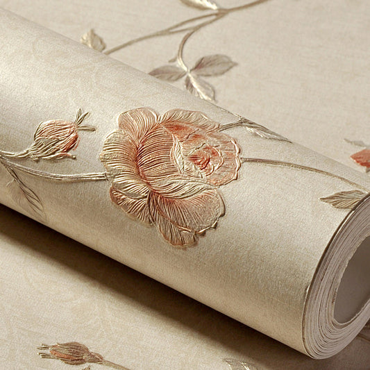 Country Peony Wallpaper Roll Light-Green Water Resistant Wall Covering for Bedroom Clearhalo 'Country wall decor' 'Rustic' 'Wallpaper' Wall Decor' 1274269