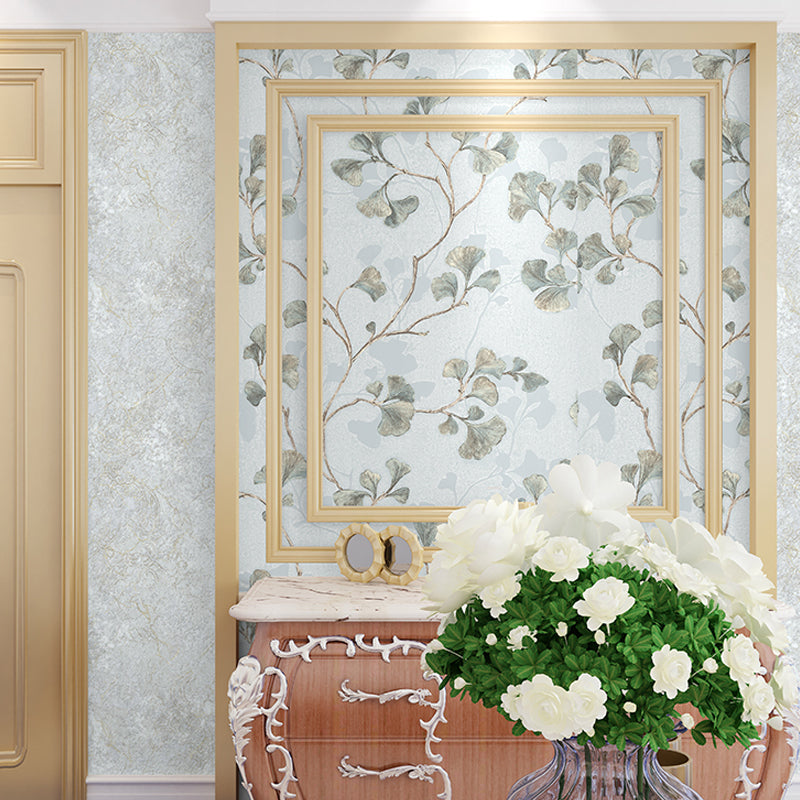 Rural Ginkgo Leaf Wallpaper Roll for Living Room 57.1-sq ft Wall Covering in Pastel Color Clearhalo 'Country wall decor' 'Rustic' 'Wallpaper' Wall Decor' 1274273