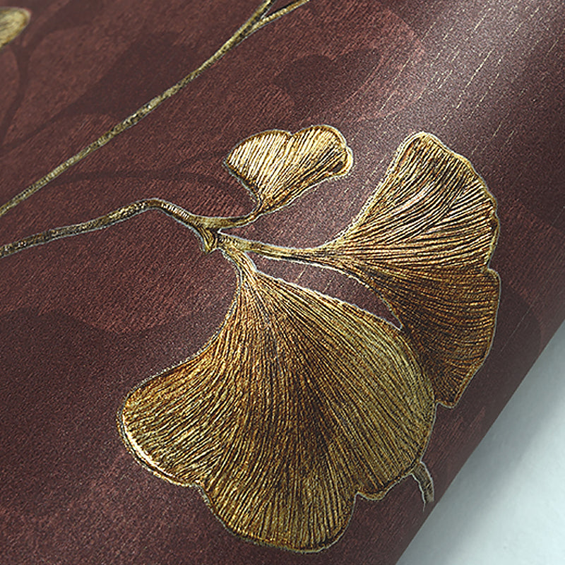Rural Ginkgo Leaf Wallpaper Roll for Living Room 57.1-sq ft Wall Covering in Pastel Color Clearhalo 'Country wall decor' 'Rustic' 'Wallpaper' Wall Decor' 1274286