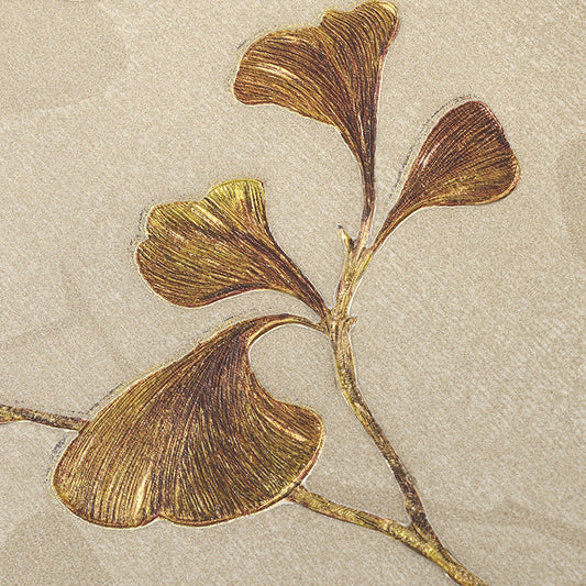 Rural Ginkgo Leaf Wallpaper Roll for Living Room 57.1-sq ft Wall Covering in Pastel Color Golden