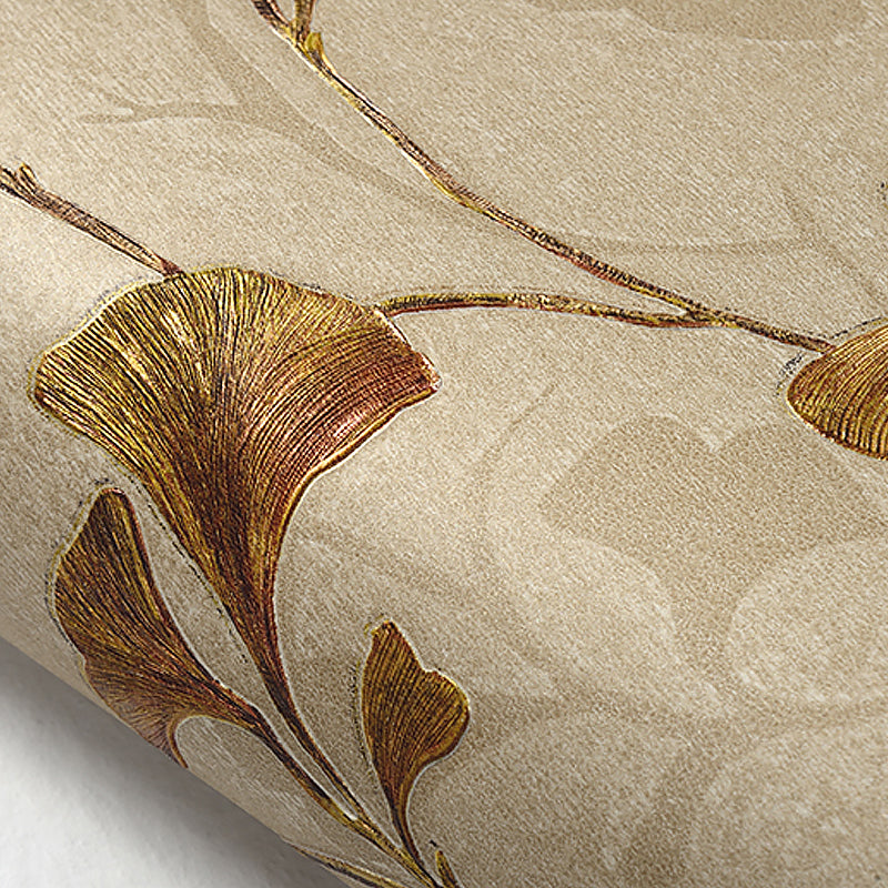 Rural Ginkgo Leaf Wallpaper Roll for Living Room 57.1-sq ft Wall Covering in Pastel Color Clearhalo 'Country wall decor' 'Rustic' 'Wallpaper' Wall Decor' 1274289