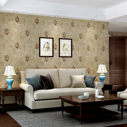 Elegant Blossoming Peony Wallpaper for Bedroom Flower Wall Covering, 33' L x 20.5" W Coffee Clearhalo 'Country wall decor' 'Rustic' 'Wallpaper' Wall Decor' 1274319