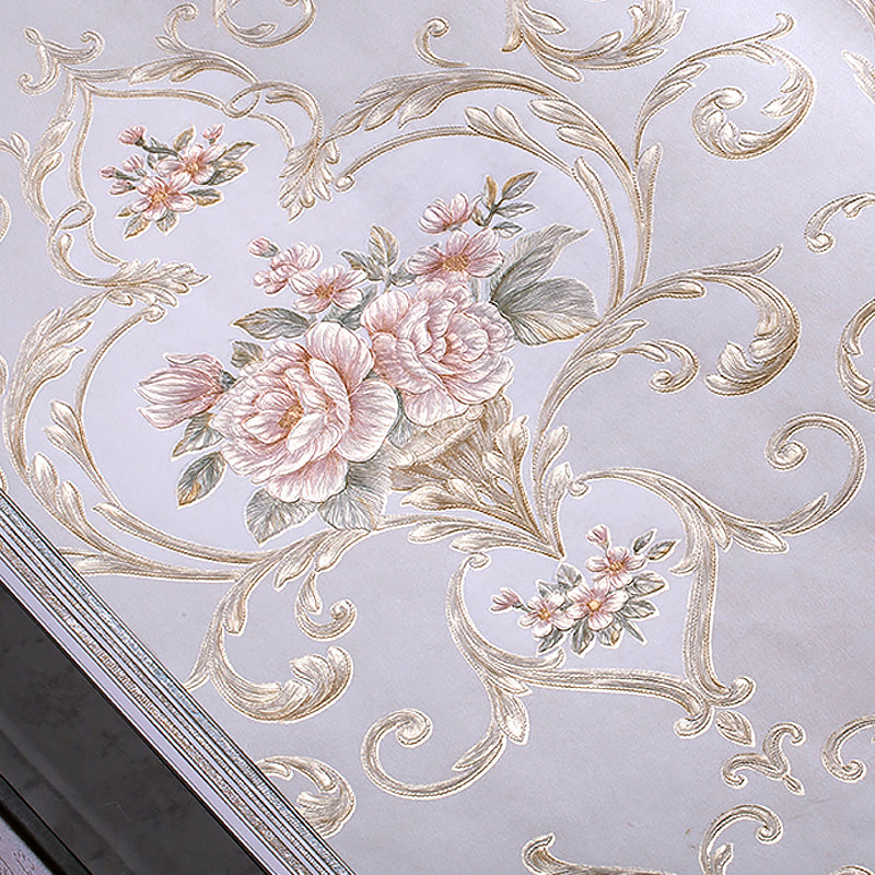 Soft-Color Peonies Wallpaper Flower Countryside Moisture Resistant Wall Art for Home Clearhalo 'Country wall decor' 'Rustic' 'Wallpaper' Wall Decor' 1274330