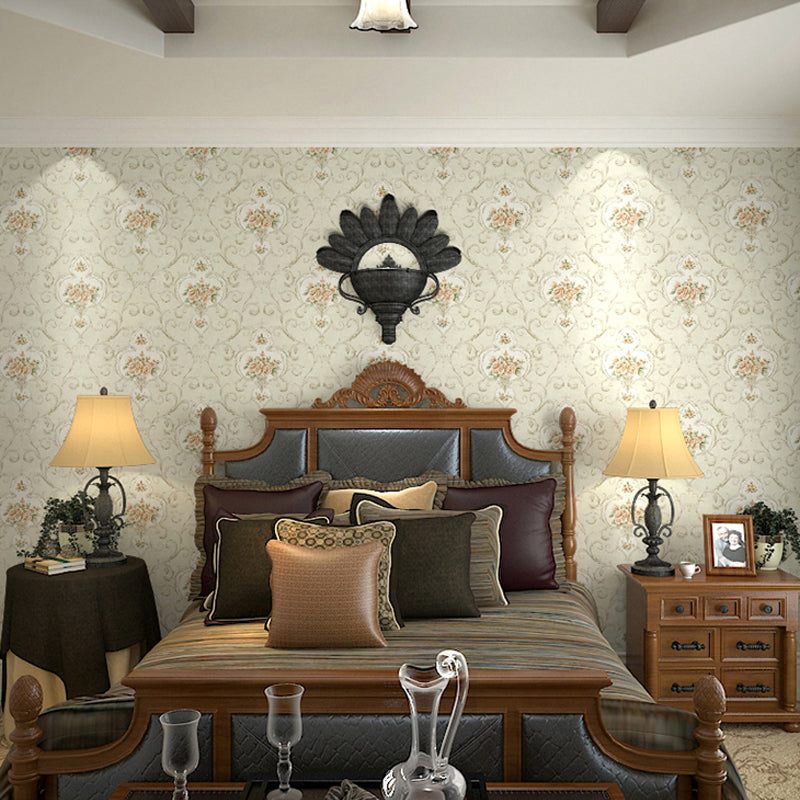 Soft-Color Peonies Wallpaper Flower Countryside Moisture Resistant Wall Art for Home Clearhalo 'Country wall decor' 'Rustic' 'Wallpaper' Wall Decor' 1274336