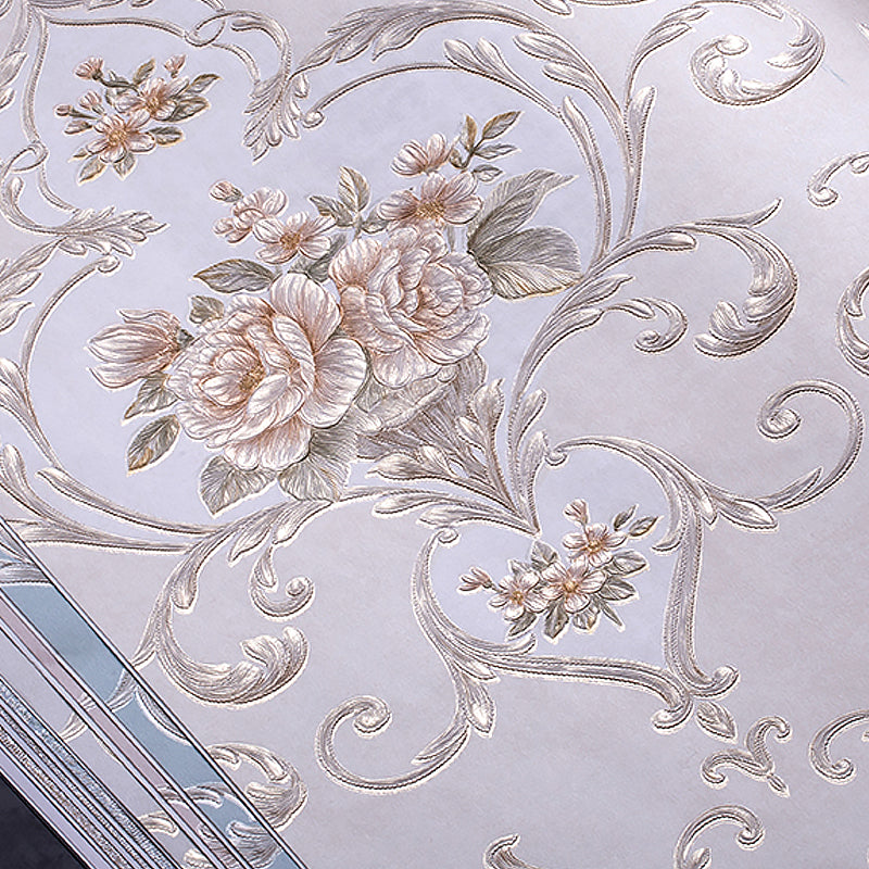 Soft-Color Peonies Wallpaper Flower Countryside Moisture Resistant Wall Art for Home Clearhalo 'Country wall decor' 'Rustic' 'Wallpaper' Wall Decor' 1274337