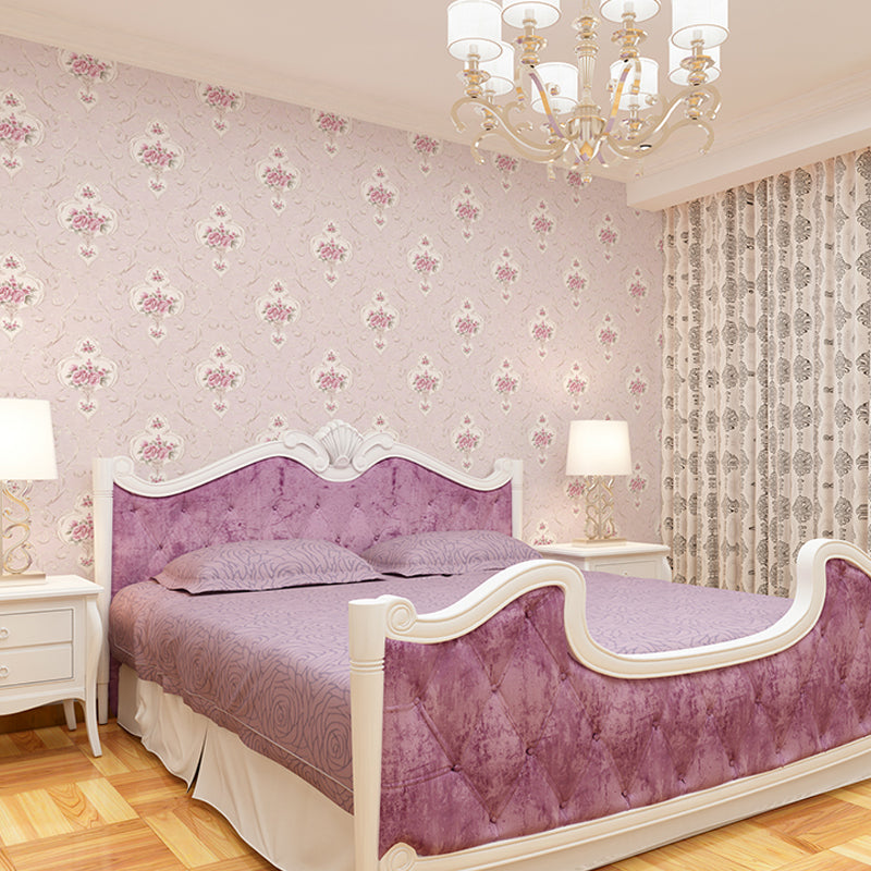 Soft-Color Peonies Wallpaper Flower Countryside Moisture Resistant Wall Art for Home Pink Clearhalo 'Country wall decor' 'Rustic' 'Wallpaper' Wall Decor' 1274339