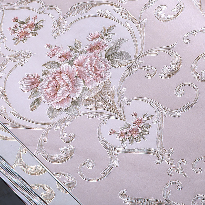 Soft-Color Peonies Wallpaper Flower Countryside Moisture Resistant Wall Art for Home Clearhalo 'Country wall decor' 'Rustic' 'Wallpaper' Wall Decor' 1274340