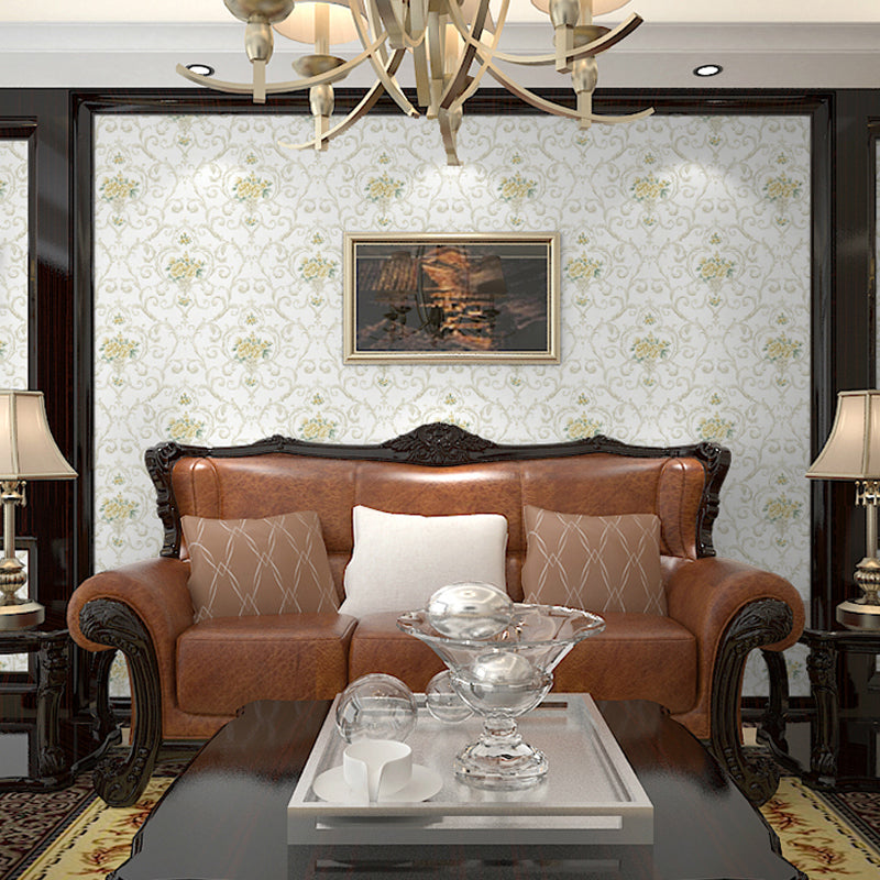 Soft-Color Peonies Wallpaper Flower Countryside Moisture Resistant Wall Art for Home White Clearhalo 'Country wall decor' 'Rustic' 'Wallpaper' Wall Decor' 1274342