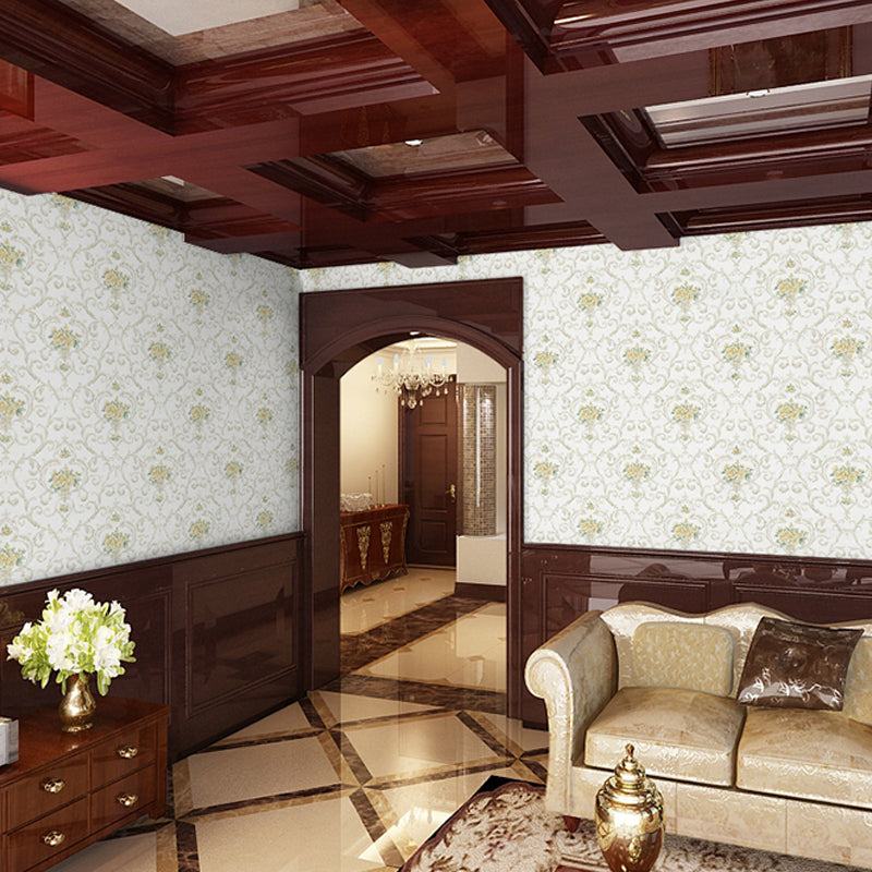 Soft-Color Peonies Wallpaper Flower Countryside Moisture Resistant Wall Art for Home Clearhalo 'Country wall decor' 'Rustic' 'Wallpaper' Wall Decor' 1274343