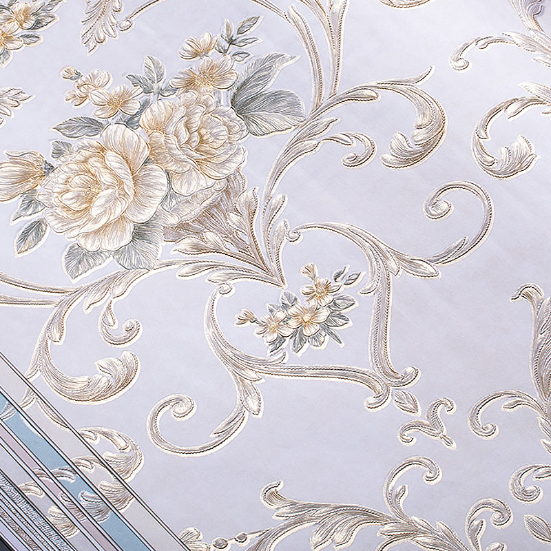 Soft-Color Peonies Wallpaper Flower Countryside Moisture Resistant Wall Art for Home Clearhalo 'Country wall decor' 'Rustic' 'Wallpaper' Wall Decor' 1274344