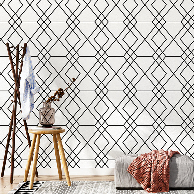 Geo Lattice Wallpaper Roll Contemporary Smooth Surface Wall Decoration in Light Color Clearhalo 'Modern wall decor' 'Modern' 'Wallpaper' Wall Decor' 1274356