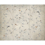 Custom Illustration Chinese Mural Decal with Bird on Bamboo Branch Pattern in Grey-Light Yellow Clearhalo 'Wall Decor' 'Wall Mural' 1274413