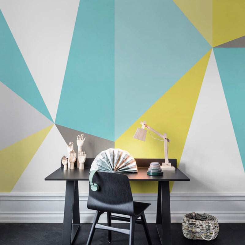 Mid Century Triangle Wall Murals Multicolored Geometric Wall Covering for Living Room Clearhalo 'Wall Decor' 'Wall Mural' 1274436