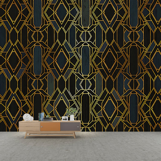 Stain-Resistant Murals Modern Non-Woven Wall Decor with Geometric Pattern for Dining Room