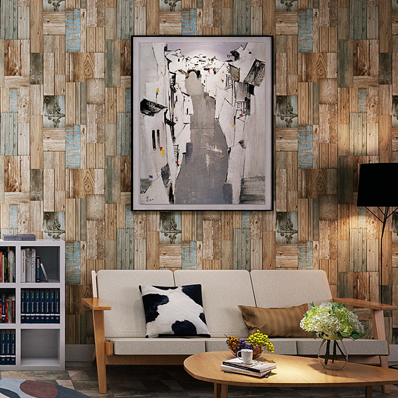 Brown Shiplap Wallpaper Roll Stain Resistant Industrial Living Room Wall Decoration Clearhalo 'Industrial wall decor' 'Industrial' 'Wallpaper' Wall Decor' 1274560