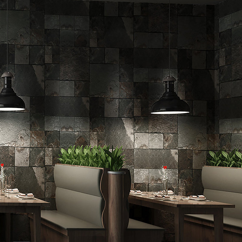 Steampunk Brick Wallpaper in Pewter Stain Resistant Wall Decoration for Restaurant Pewter Clearhalo 'Industrial wall decor' 'Industrial' 'Wallpaper' Wall Decor' 1274580