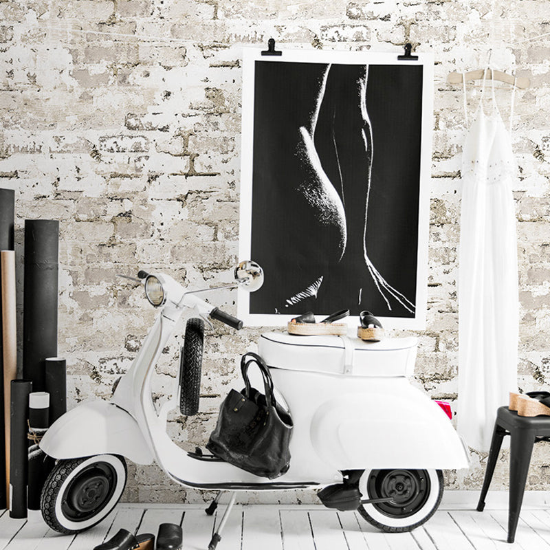 Construction Fade Brick Wallpaper Roll Industrial Non-Woven Wall Art in Light Color Clearhalo 'Industrial wall decor' 'Industrial' 'Wallpaper' Wall Decor' 1274616