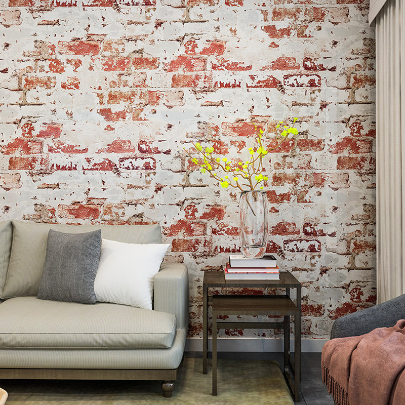 Construction Fade Brick Wallpaper Roll Industrial Non-Woven Wall Art in Light Color Clearhalo 'Industrial wall decor' 'Industrial' 'Wallpaper' Wall Decor' 1274620