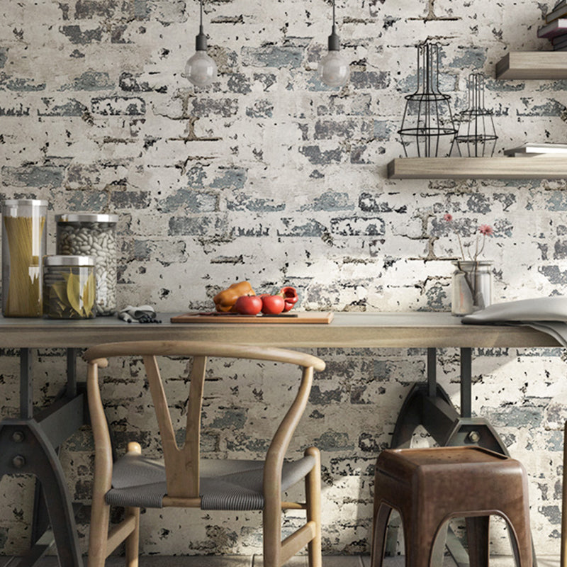 Construction Fade Brick Wallpaper Roll Industrial Non-Woven Wall Art in Light Color Pewter Clearhalo 'Industrial wall decor' 'Industrial' 'Wallpaper' Wall Decor' 1274623